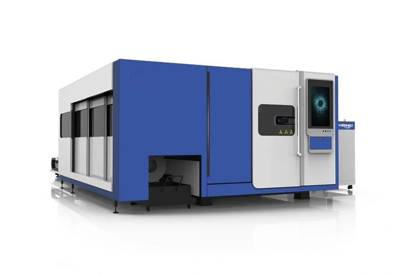 Blech-und Rohr lasers chneid maschine mit Austausch plattform und Abdeckung