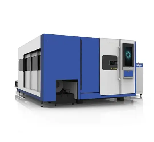 Blech-und Rohr lasers chneid maschine mit Austausch plattform und Abdeckung